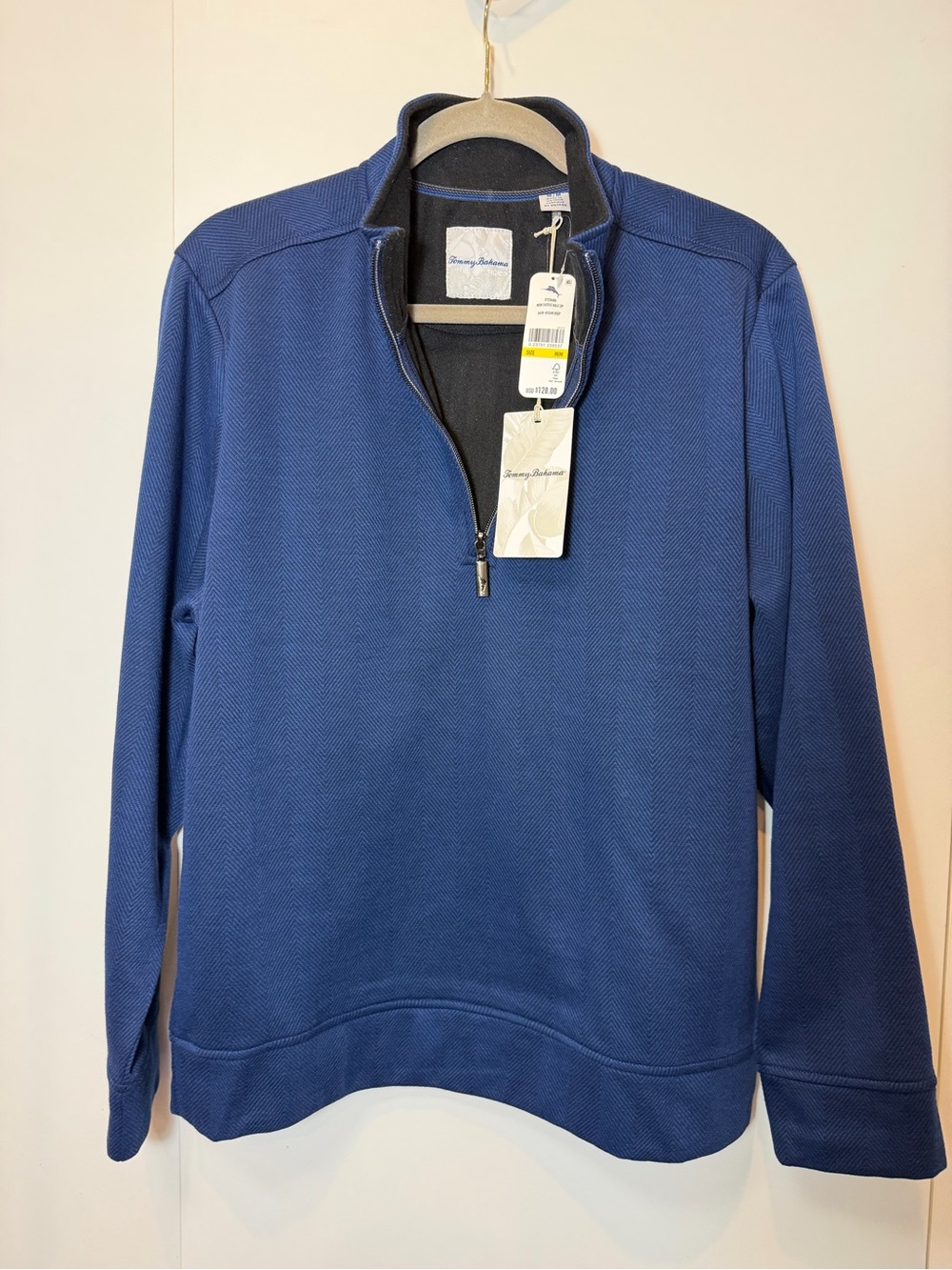 NWT Tommy Bahama Men's Navy Blue Quarter-Zip Sweater Size MED